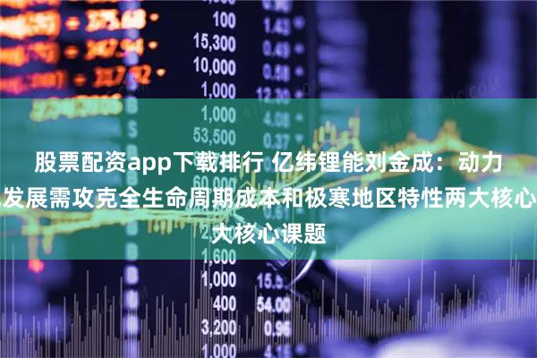 股票配资app下载排行 亿纬锂能刘金成：动力电池发展需攻克全生命周期成本和极寒地区特性两大核心课题